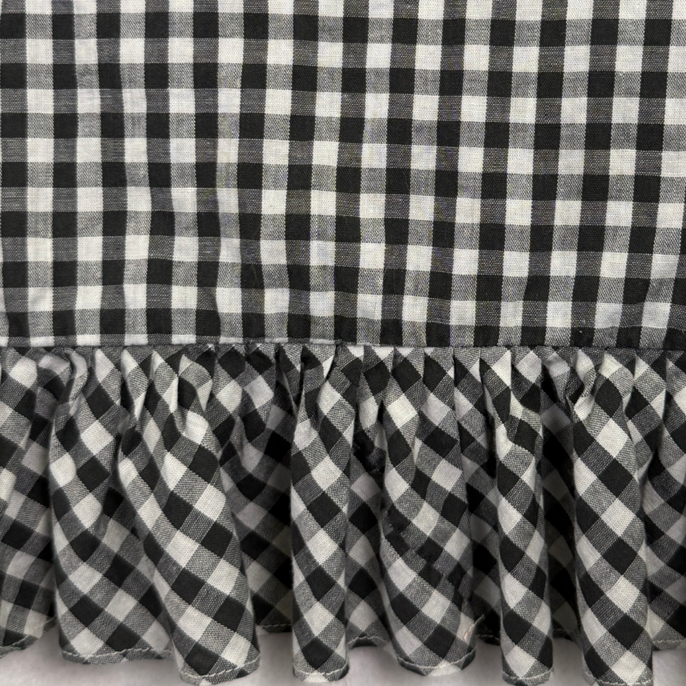 Vintage 60s MARY QUANT Penneys Maxi Wrap Skirt Gingham Ruffle Prairie Black Sz S - Picture 4 of 15
